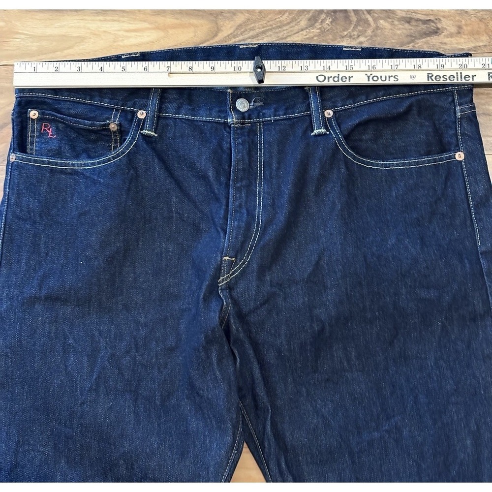 Polo Ralph Lauren Mens 41x32 Jeans Slim 381 Dark Wash Blue Denim Zip Fly - Picture 7 of 9